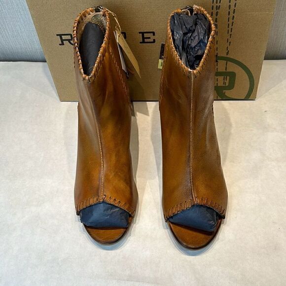 NEW Roper Betsy Leather Sandal Sz 10.5 Open Toe Tan 3" Heel Back Zipper Western - Picture 2 of 8